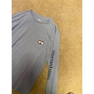 Vineyard Vines Long Sleeve T-Shirt Men's XL Gray Pocket Double Sided Logo Ski